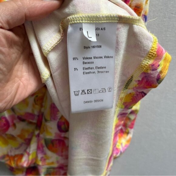 Eva & Claudi Colorful Butterfly Patterned Dress with Striped Sleeves Sz L - Picture 8 of 11